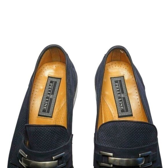 European PELLE Line Blue Suede Bit Loafers Mens 9.5M Designer Dress Shoes Spain - Picture 7 of 8